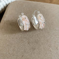 Crystal U-Hoop Earrings with Iridescent Drops with Polished Metal Details view 7