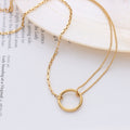 Dual Chain Circle Connector Choker Necklace Three Tones view 3