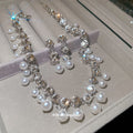 Silver Crystal Bead Pearl Necklace and Drop Earrings view 3