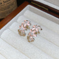 Pastel Enamel Flower Hoop Earrings In Pink And White view 6