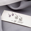 Purple and Silver Double Butterfly Dangle Stud Earrings view 4