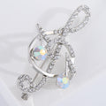Rhinestone Treble Clef Brooch AB Crystal Notes Gold Silver view 4