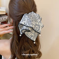 Paisley Bandana Print Fabric Pearl Drop Hair Claw Clip view 4