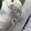Gold Tone Double Round Clear CZ Drop Stud Earrings Pair view 2