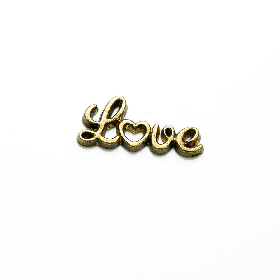 21x10mm LOVE Heart Letter Alloy Charm Pendant