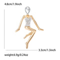 Crystal Dancer Figure Brooch Decorative Metal Pin For Jackets And Lapels view 7