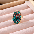 Gold Tone Oval Irregular Chip Adjustable Rings in Seven Colors view 2