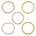 Five Piece Pearl Gold Bead Stretch Bracelet Stack Set view 5