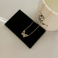 Pave Butterfly Pendant Necklace Rose Gold Silver Alloy view 6