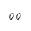 Small Silver Tone Crystal Row Huggie Hoop Earrings view 5