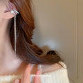 Silver Tone Crystal Star Ear Cuffs With Chain Tassels view 3