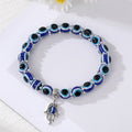 Silver Tone Blue Evil Eye Bead Stretch Bracelets in Two Sizes view 3