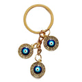 Triple Round Rhinestone Blue Evil Eye Keychains in Two Finishes view 5