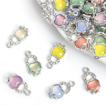 Pastel Cabochon Turtle Charms in Silver Tone, Six Colors