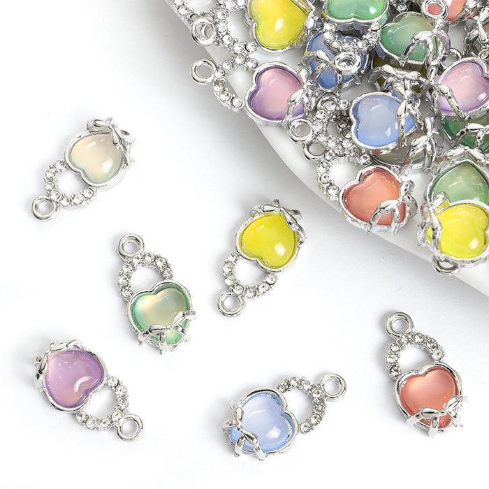 Pastel Cabochon Turtle Charms in Silver Tone, Six Colors