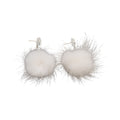 White Faux Pearl Snowflake Pom Pom Drop Stud Earrings view 5