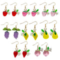 Eight-Style Strawberry Lemon Pear Grape and Peach Dangle Earring Collection view 5
