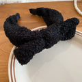 Black and Cream Boucle Terry Bow Padded Headband Pair view 6