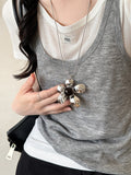 Silver Bow Mesh Bag Flower Pendant Necklace Variants view 3