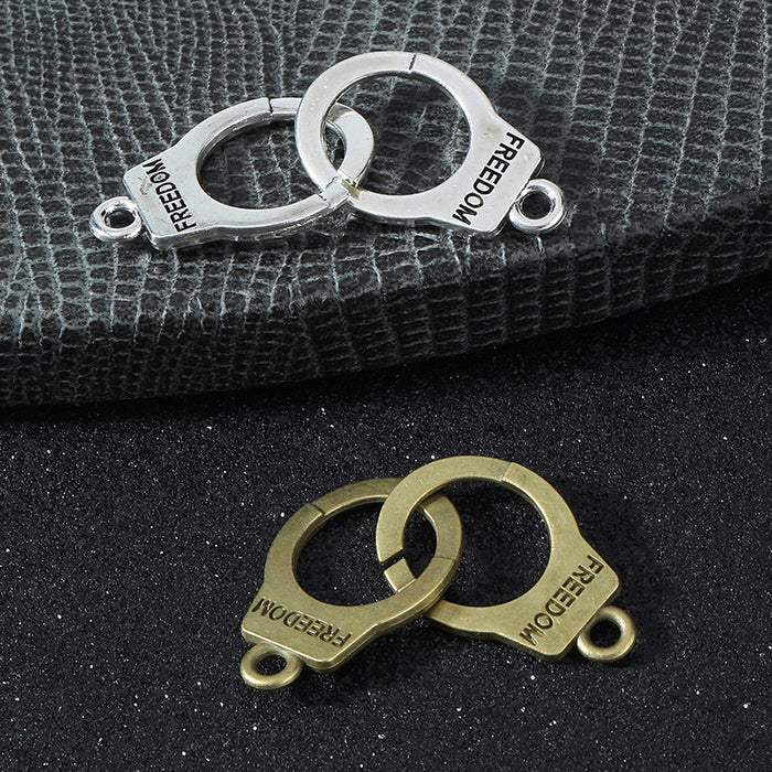 Freedom Handcuff Connector Charm Antique Silver Antique Brass