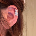 Gold Tone Teddy Bear Ear Cuff With Polished Metal Details view 1
