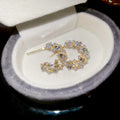 Silver Tone Crystal Floral Wreath Stud Earrings Jewelry Pair view 6