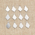 Steel Tone Polished Diamond Shape Mini Charm Pendant view 3