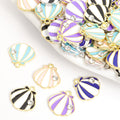 Striped Enamel Seashell Charms in Five Colors and Two Metal Tones view 1