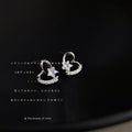 Silver-Tone Open Heart Clear Star Pave Crystal Studs view 3