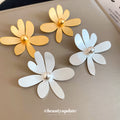 Matte Gold And Silver Tone Metal Flower Stud Earrings view 4