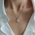 Gold Tone Clear Crystal Four Leaf Clover Pendant Necklace view 4