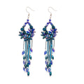 Blue Beaded Chandelier Hook Earrings In Two Designs view 5