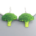 Silver Tone Realistic Broccoli Vegetable Hook Earrings view 2