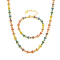 Zircon Heart Link Necklace Bracelet Gold Steel Multicolor view 5