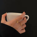 Gold Tone Three Piece Stacking Ring Set Ball Charm Crystal view 3