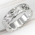 Wide Engraved Scroll Band Ring In Polished Silver Tone view 6