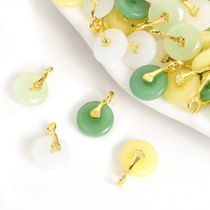 Green and Yellow Jade Look Donut Charm Pendants for Jewelry Making