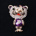 Crystal Leopard Cub Brooch With Heart Shirt in Four Colors view 4