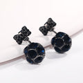 Gunmetal Bow Faceted Crystal Ball Jacket Earrings Pair view 4