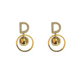 Crystal Letter D Double Ring Gold And Silver Tone Earrings view 5