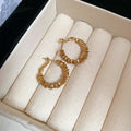 Gold And Silver Tone Textured Open Hoop Stud Earrings view 6