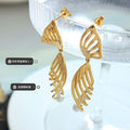 Gold Hollow Butterfly Wing Drop Earrings Faux Pearls view 2