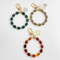 Coffee Bean Bead Bracelet Keychain With Crystal Accent view 4