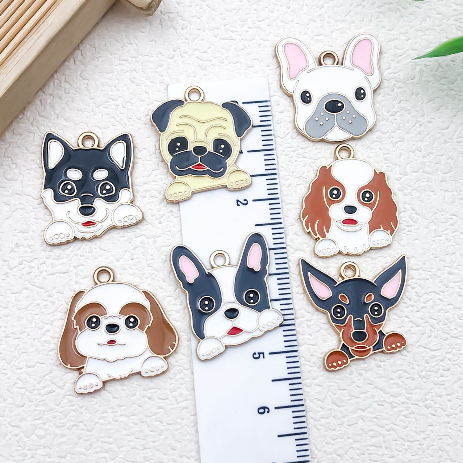 Enamel Zinc Alloy Cute Dog Charm Pendant for DIY Necklace Keychain Jewelry Making