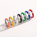 Color Coated Crystal Band Rings in Seven Colors with Polished Finish view 2