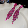 Colorful Rhinestone Fringe Tassel Stud Earrings Fashion Jewelry view 8