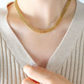 Multi-Row Woven Mesh Chain Necklace In Gold Or Steel view 6