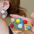Color Block Resin Geometric Statement Stud Earrings view 2