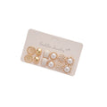 Gold Pearl Geometric Stud Earring Set Six Pairs Carded view 5