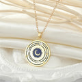 Gold and Silver Tone Blue Enamel Moon Medallion Necklaces view 6